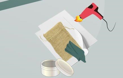 Method 2 - Step 2 - Rub fabric wax on the burlap
